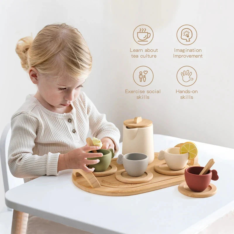Wooden Montessori Teapot Tea Set – Pretend Play Toy