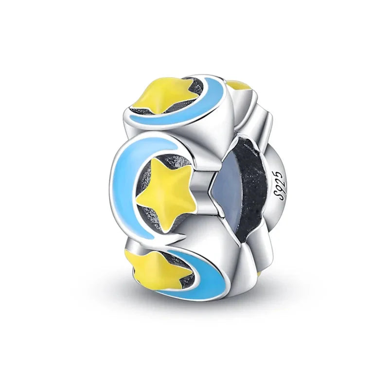 100% 925 Sterling Silver Rainbow Zircon Butterfly Dragon Silicone Stopper Charms - Colorful Beads for DIY Bracelets, Customizable Jewelry for All Occasions