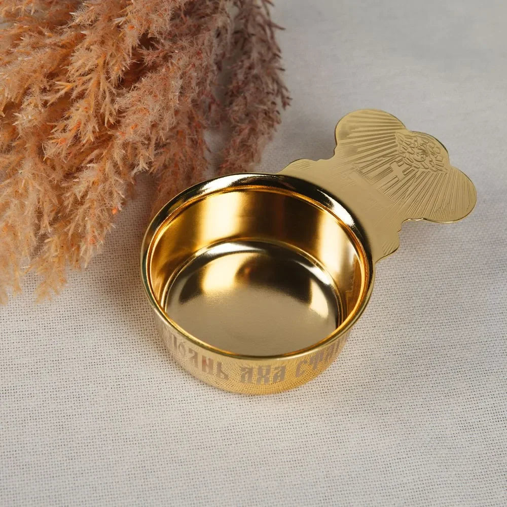 Church Product Baptismal Supplies Gold Plated Holy Grail Plate Spoon Religious Ritual Accessories Holy Water Set