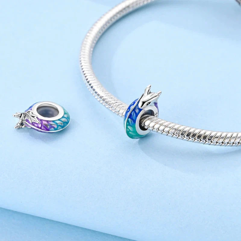 100% 925 Sterling Silver Rainbow Zircon Butterfly Dragon Silicone Stopper Charms - Colorful Beads for DIY Bracelets, Customizable Jewelry for All Occasions