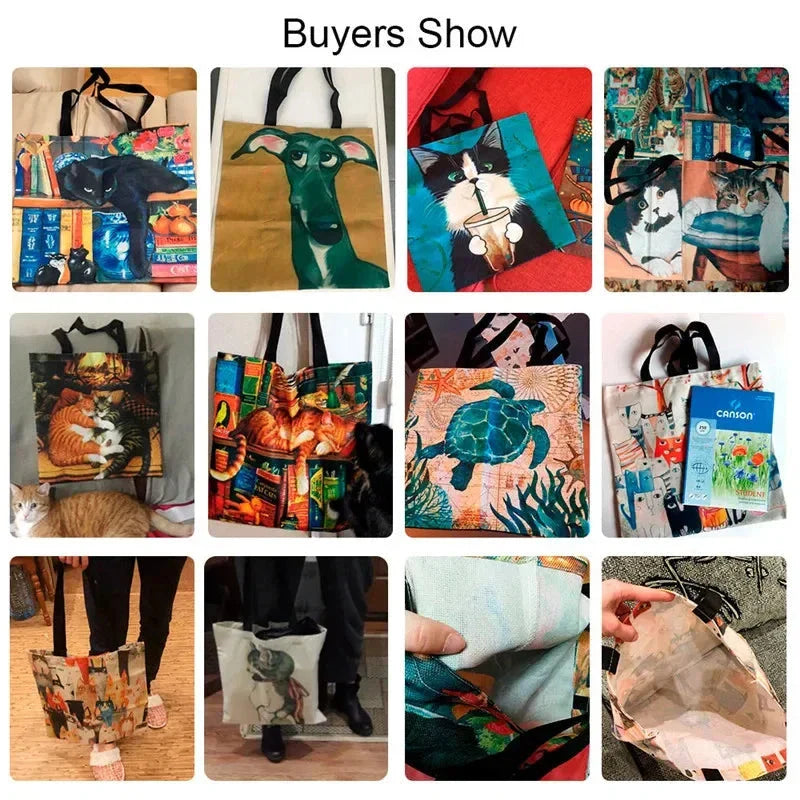 Van Gogh Canvas Bag – Starry Night & Sunflower Oil Painting Handbag