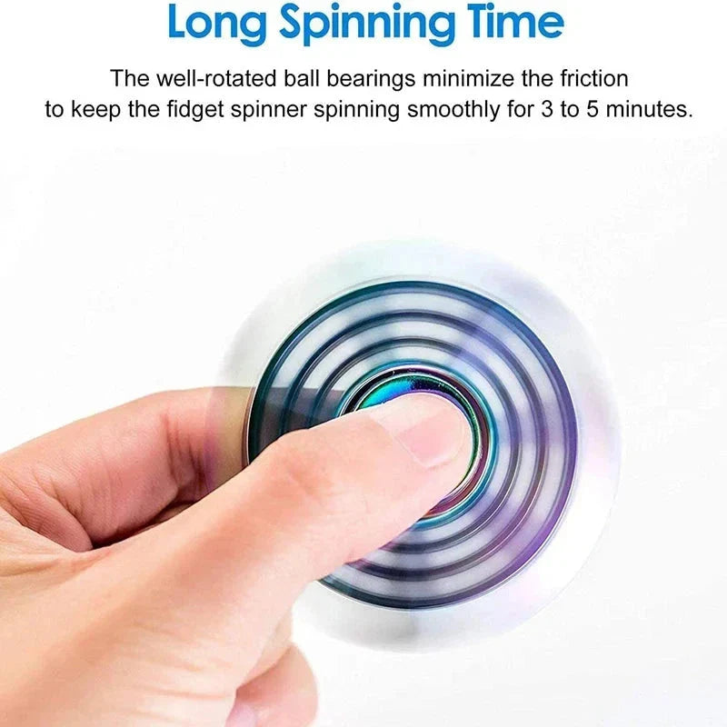Metal Rainbow Fidget Spinner – Colorful EDC Hand Spinner Toy for Kids & Adults | Anti-Anxiety Stress Relief Finger Spinner Gift