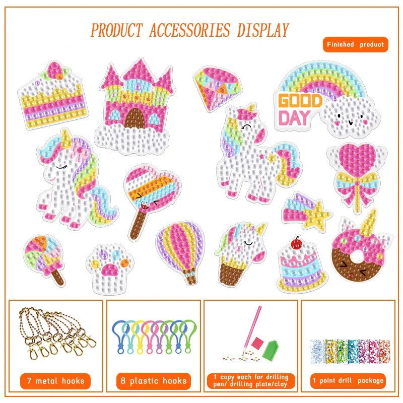 Children's Unicorn Diamond Painting Kit - DIY Keychain Sticker Art for Girls
