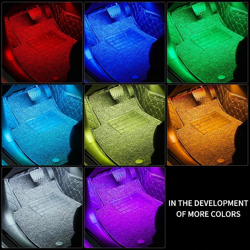 Neon LED Car Interior Ambient Light Kit - RGB Foot Strip with Remote & App Music Control