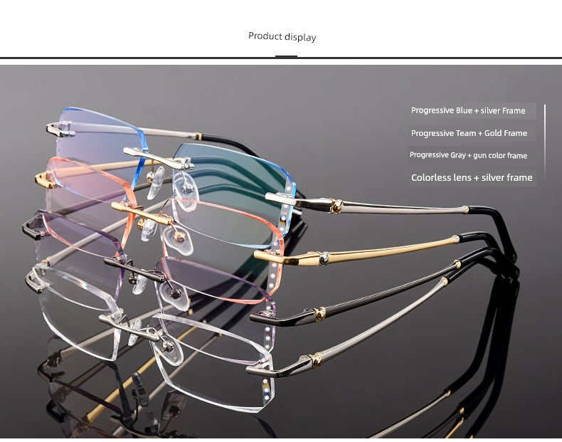 Anti-Radiation Glasses Men's Plain Anti Blue-Ray Finished Products Watch Mobile Phone with Myopia Frameless without Degrees Eye Protection