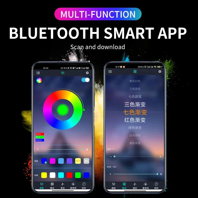 Neon LED Car Interior Ambient Light Kit - RGB Foot Strip with Remote & App Music Control