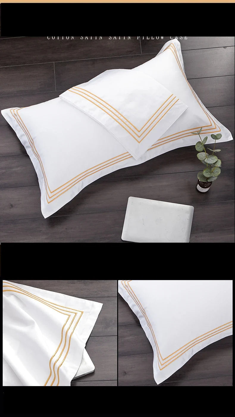 1pc Luxury 100% Egyptian Cotton Embroidery 5 stars Hotel Pillowcases