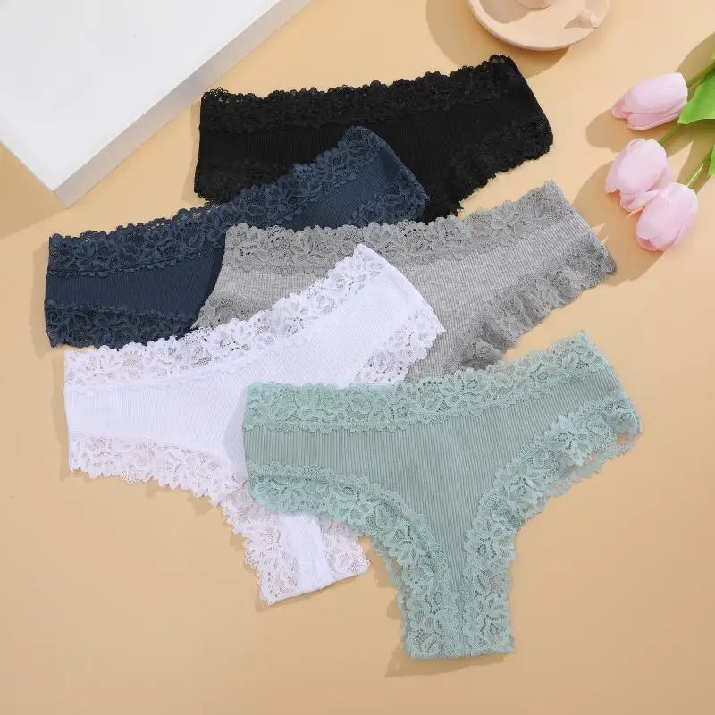 10PCS/Set Women Lace Cotton Panties Sexy Low-Waist
