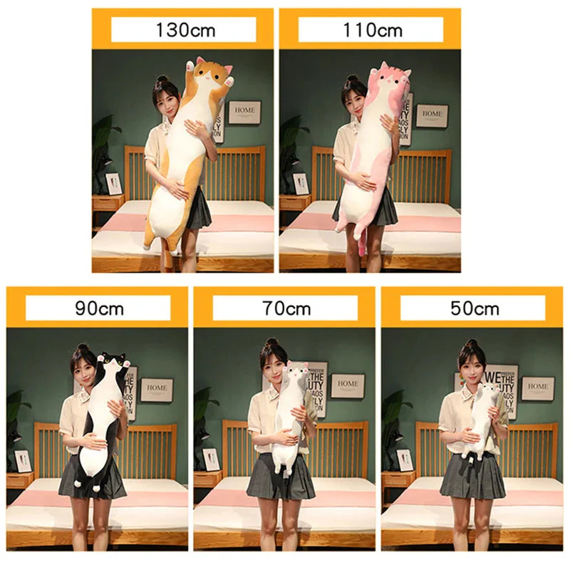 Long Cat Plush Toys - Soft Nap Pillow & Home Decor | 50-130cm Cute Gift for Kids & Girls