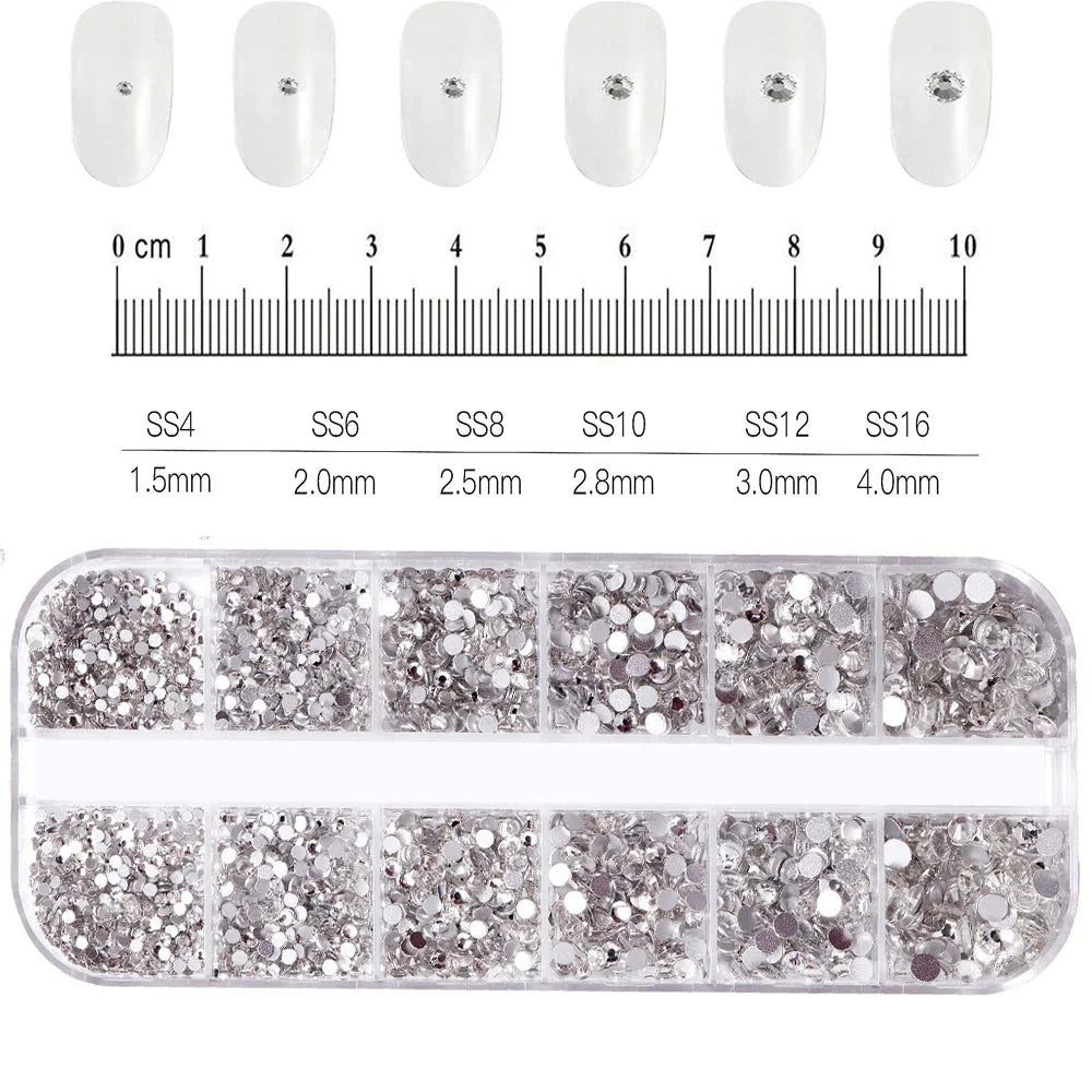 100/50cm Luxury Crystal Chain Nail Charms - 1.5/2mm Clear & AB Diamond Nail Art Decoration