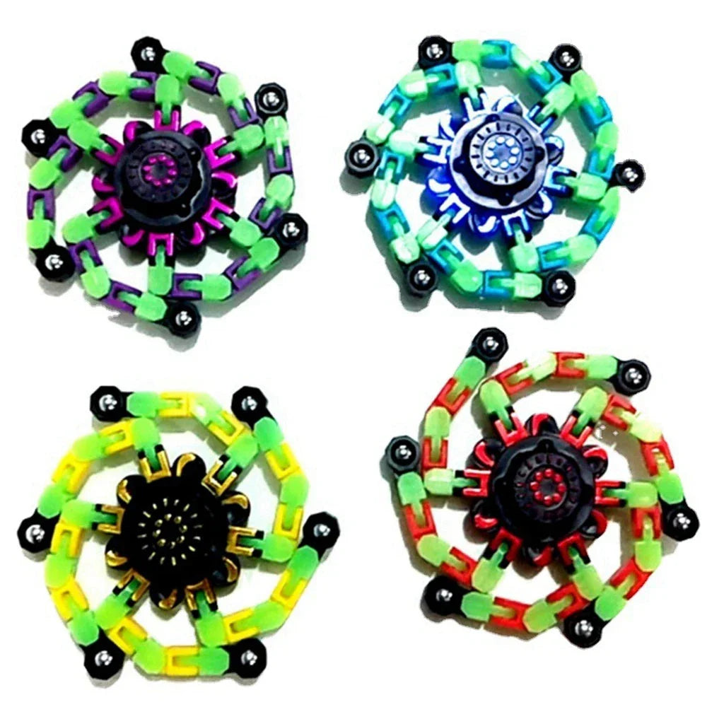 4PCS Glow-in-the-Dark Fidget Spinners – Deformable Robot Sensory Toys for Kids & Adults | Stress Relief Fingertip Gyro Party Favors