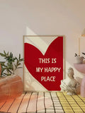 Red Heart Canvas Wall Art – Happy Place Poster Print