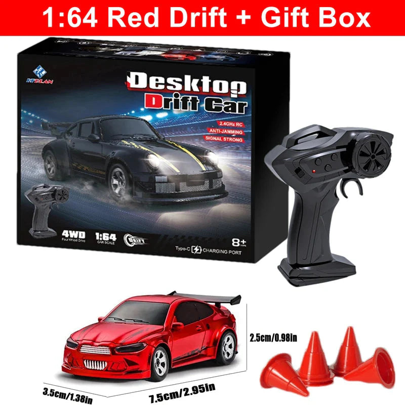 1/64 4WD High-Speed Drift RC Car – Mini Remote Control Racing Toy for Kids & Adults