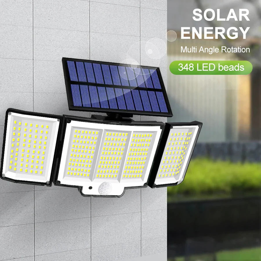 234/318/348 LED Solar Motion Sensor Light – Super Bright Outdoor Floodlight with 3 Modes, IP65 Waterproof, Remote Control & Wide-Angle Illumination