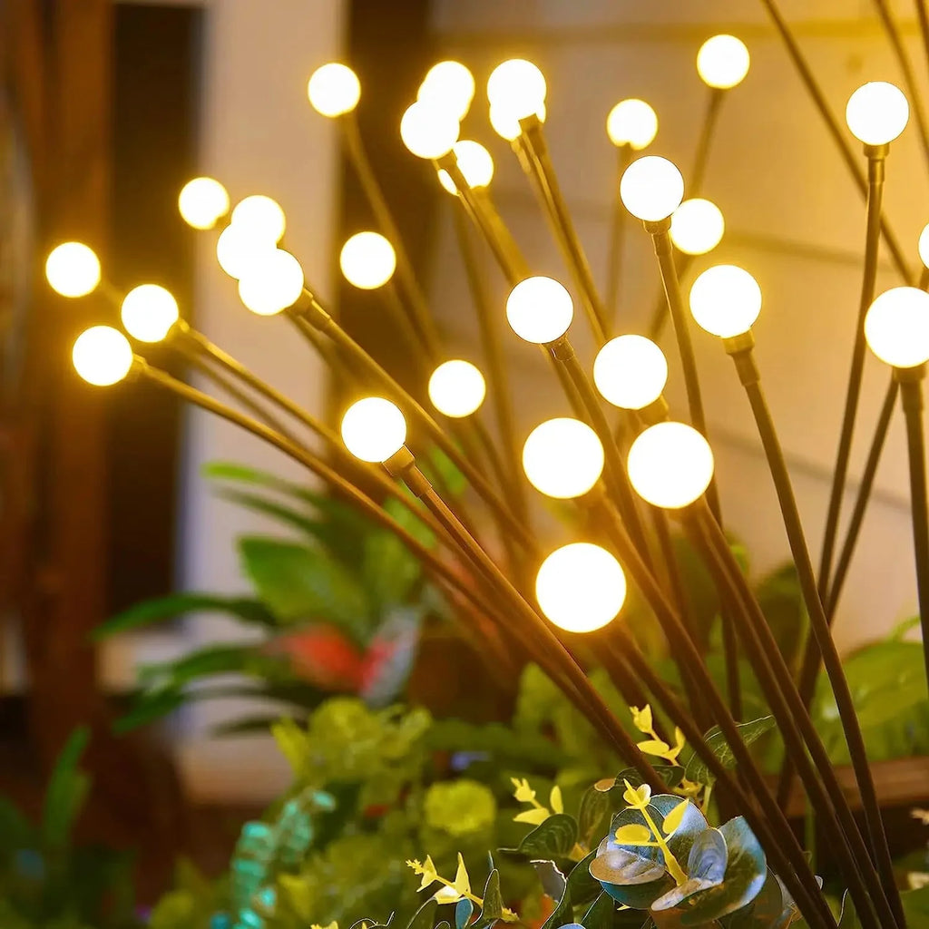 8 LED Solar Firefly Garden Lights – Waterproof Warm White Outdoor Pathway & Patio Decoration