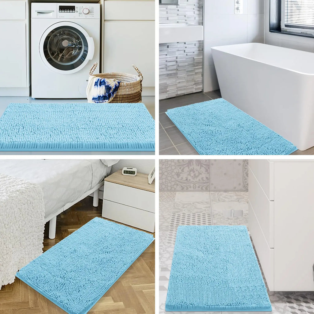 Chenille Bath Kitchen Living Room Shower Mats Resist Dirt & Absorbent Machine Wash