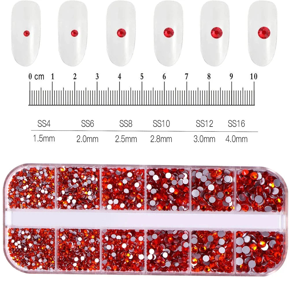 180pcs AB Flatback Glass Nail Rhinestones - Multi-Shape Gems for DIY Nail Art