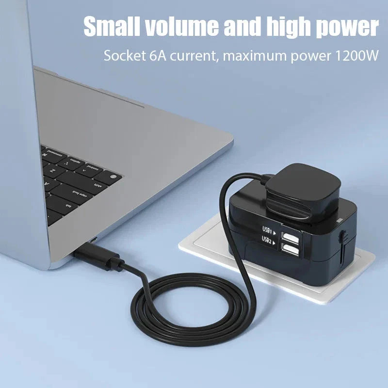 Global Universal Travel Adapter with USB Ports – Worldwide Power Plug Converter with Child Safety Lock