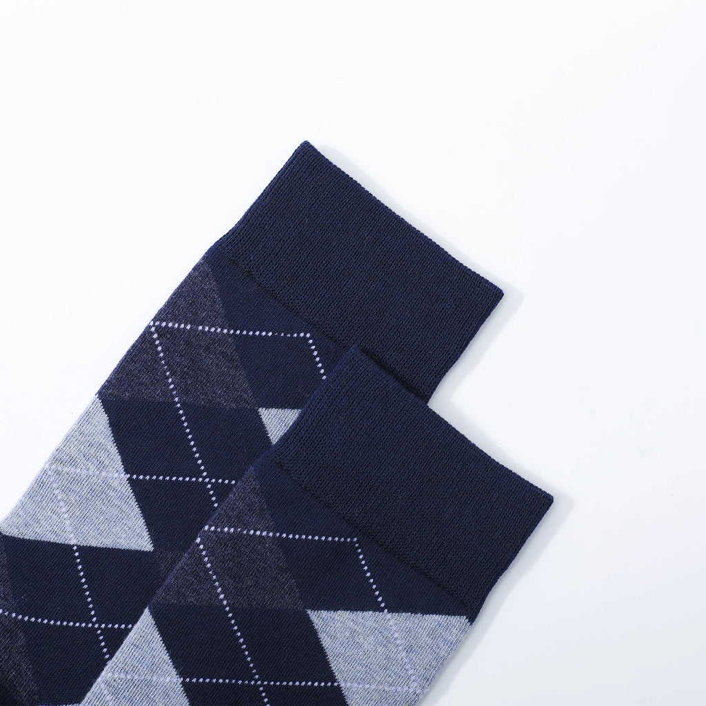 5 Pairs Argyle Breathable Men's Dress Socks Plus large Size High Quality Combed Cotton