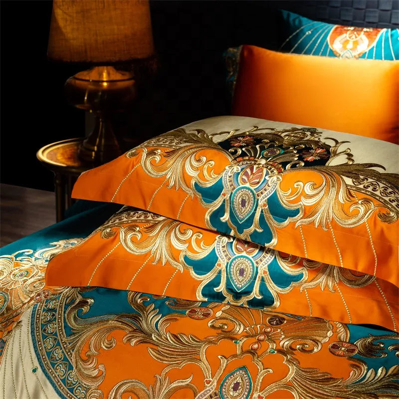 Royal Luxury Bedding Comforter Embroidery Duvet Cover Set 4/6/10Pcs