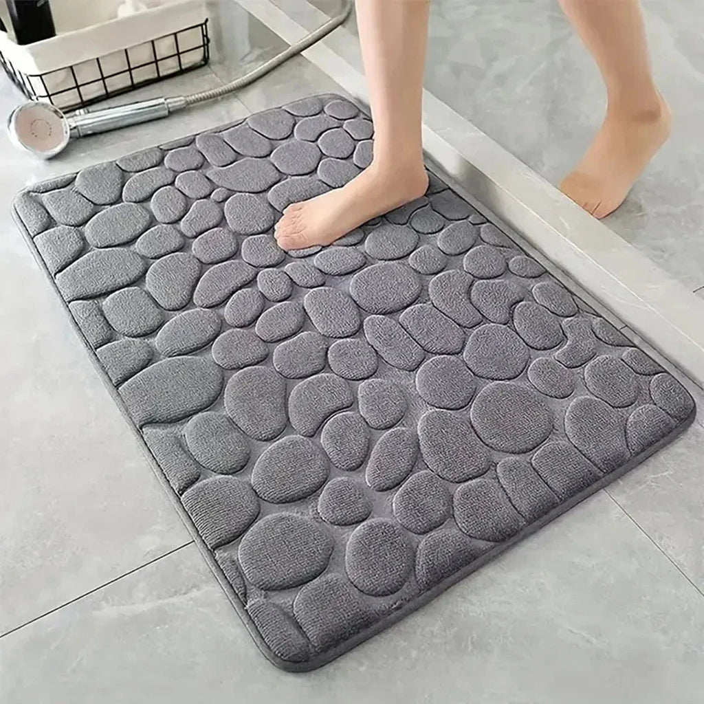 3D Non-Slip Bathroom Mat – Quick-Dry Absorbent Cobblestone Doormat