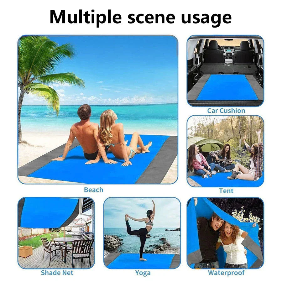 Sandproof Beach Blanket Waterproof Picnic Mat (200×210cm) – Lightweight Outdoor Camping & Travel Mat