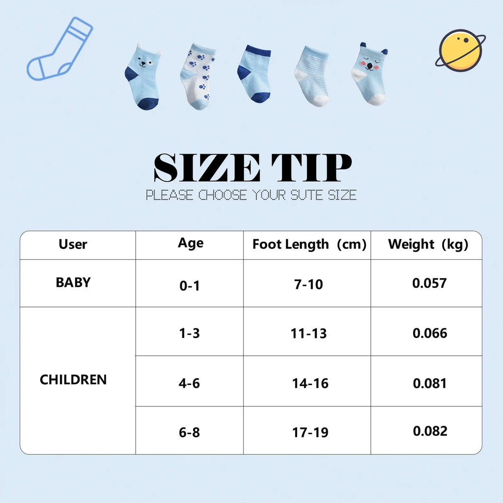 10 Pairs Baby Socks Newborn Boy Girls Infant Cute Cartoons Fashion Soft Cotton Short Socks For 0-3 Years