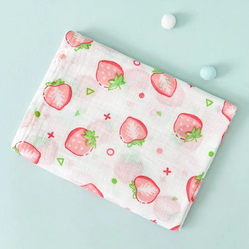 110cm Baby Swaddle Blanket Wrap Burping Clothes Dual Layers Muslin Blankets Boy Girl Organic Soft Cotton