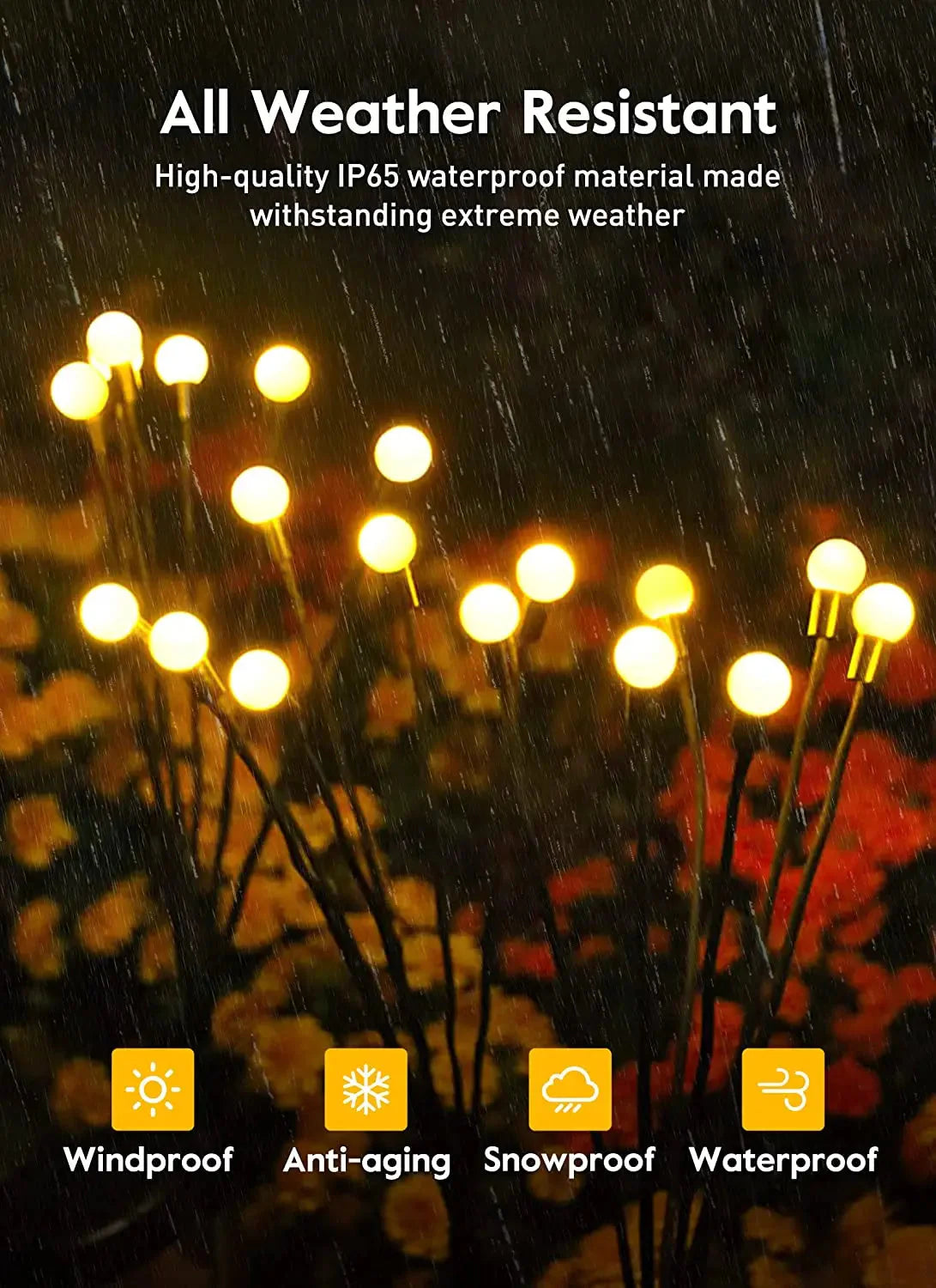 8 LED Solar Firefly Garden Lights – Waterproof Warm White Outdoor Pathway & Patio Decoration