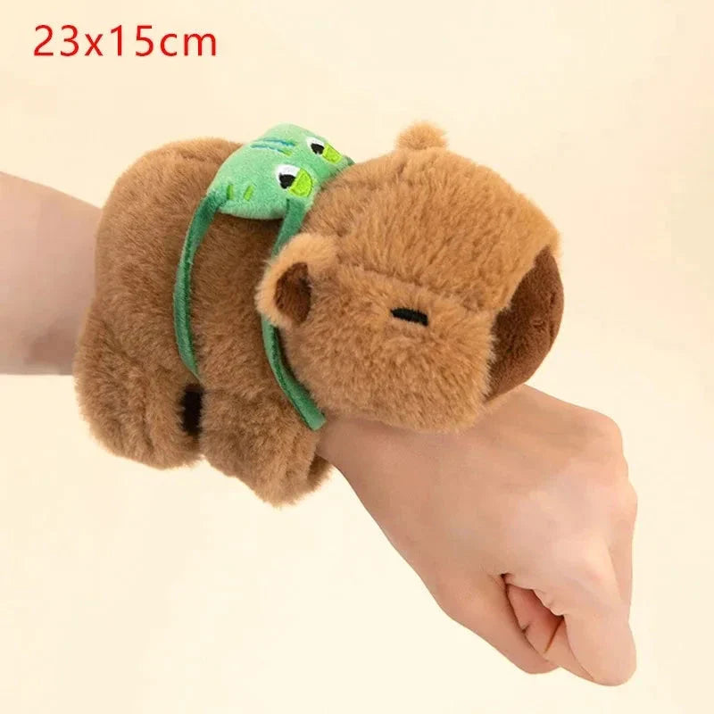 Kawaii Capybara Plush Slap Snap Wristband – Funny Kids Toy Bracelet