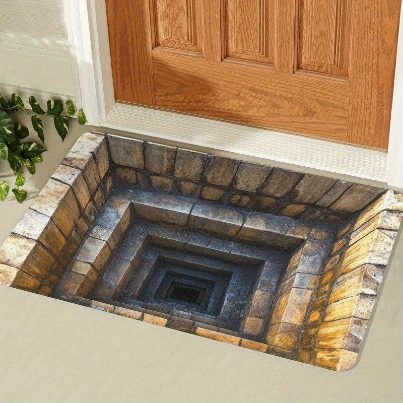 2D Optical Illusion Doormat - non-slip rubber backing, easy to clean and durable, suitable for indoor/outdoor use