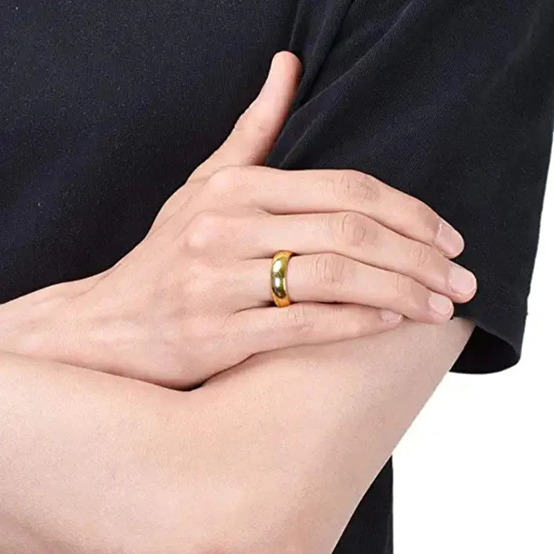 6MM Stainless Steel Laser Engraving Exquisite Couples Wedding Ring, Men and Women
