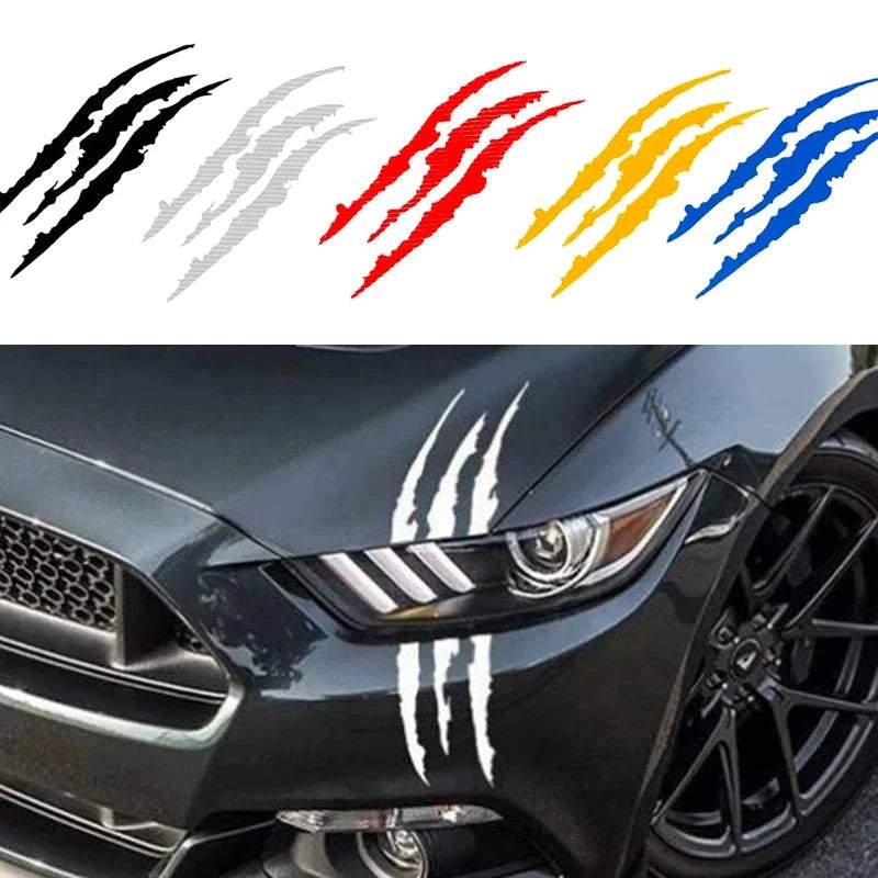 Reflective Monster Claw Car Sticker – Scratch Stripe Headlight Decal | Waterproof Vinyl Auto Exterior Decoration Accessories