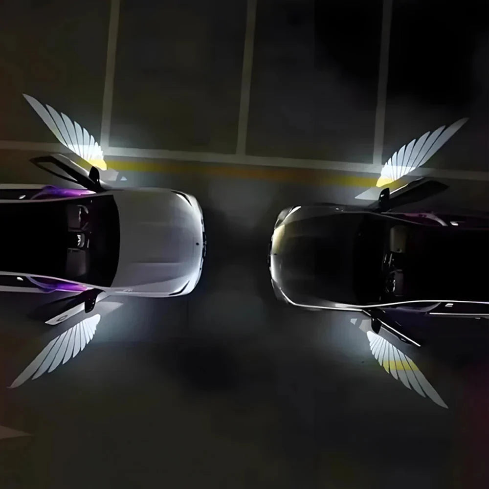 2Pcs Car Angel Wings Welcome Lamp - LED Door Light for Universal Vehicle Models