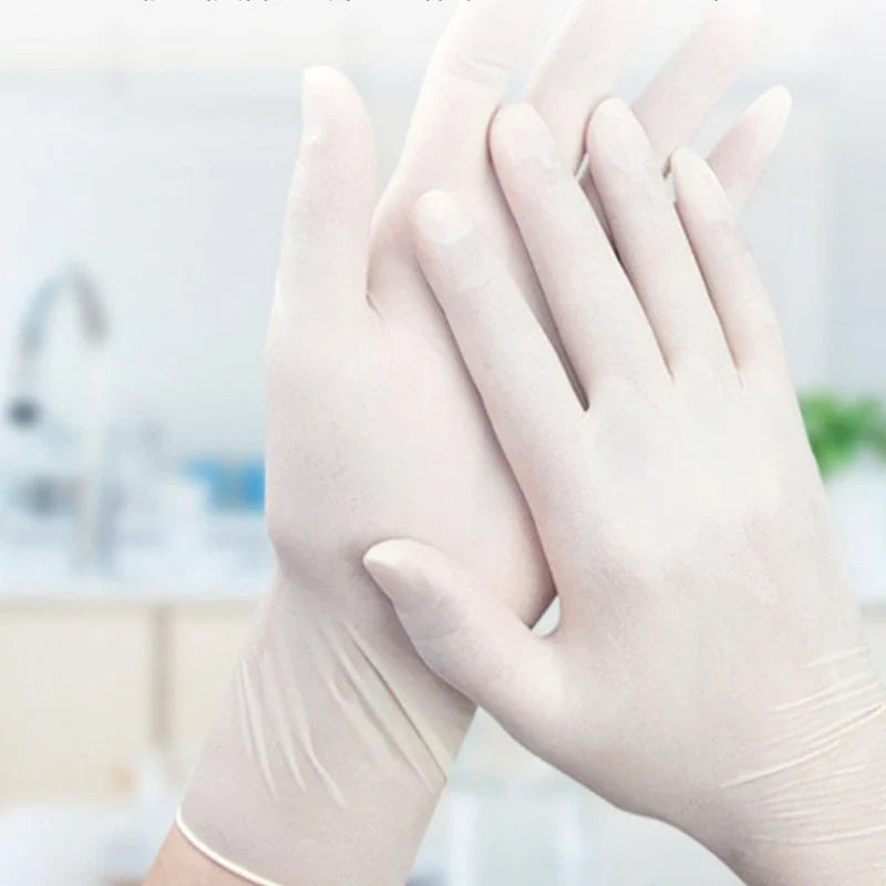 100/50/20PCS White Nitrile Gloves Disposable Waterproof Hair Care Tattoos Household Dishwashing Cleaning Tools