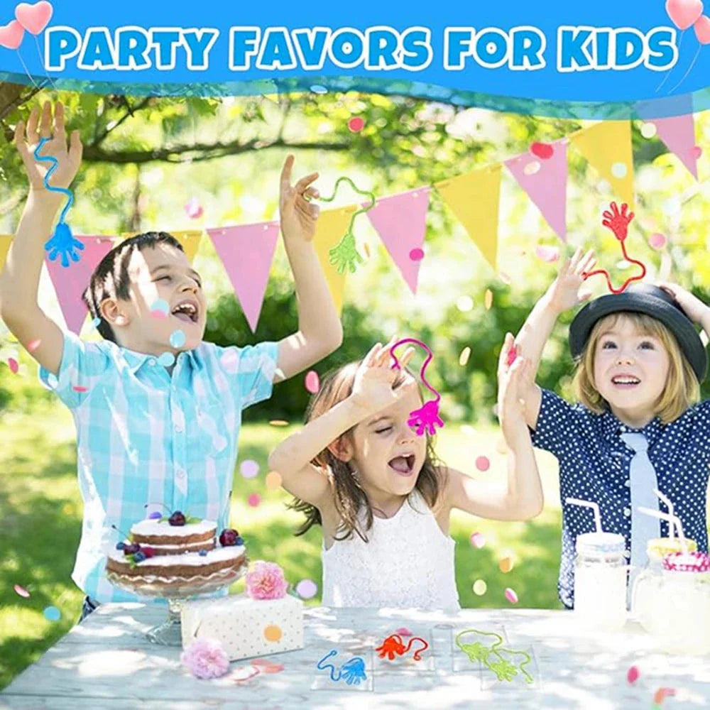 12PCS Glitter Sticky Hands Toys – Stretchy Sensory Party Favors