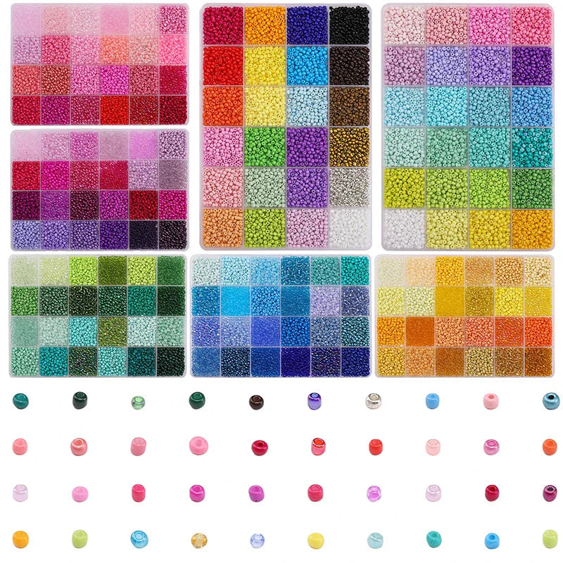 5200Pcs Glass Rice Beads Jewelry Making Kit – 24-Grid Box for DIY Bracelets, Earrings & Kandi Accessories | Handmade Craft Supplies Set