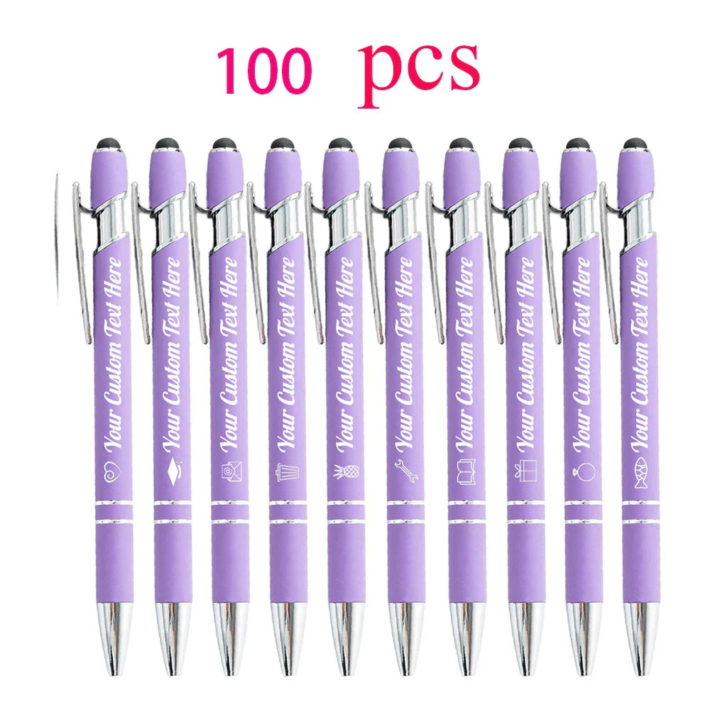 10-100 Customized Ballpoint Pen with Stylus Tip Print Name Logo Metal Pen for Business Graduation Birthday Anniversary Gift Pen