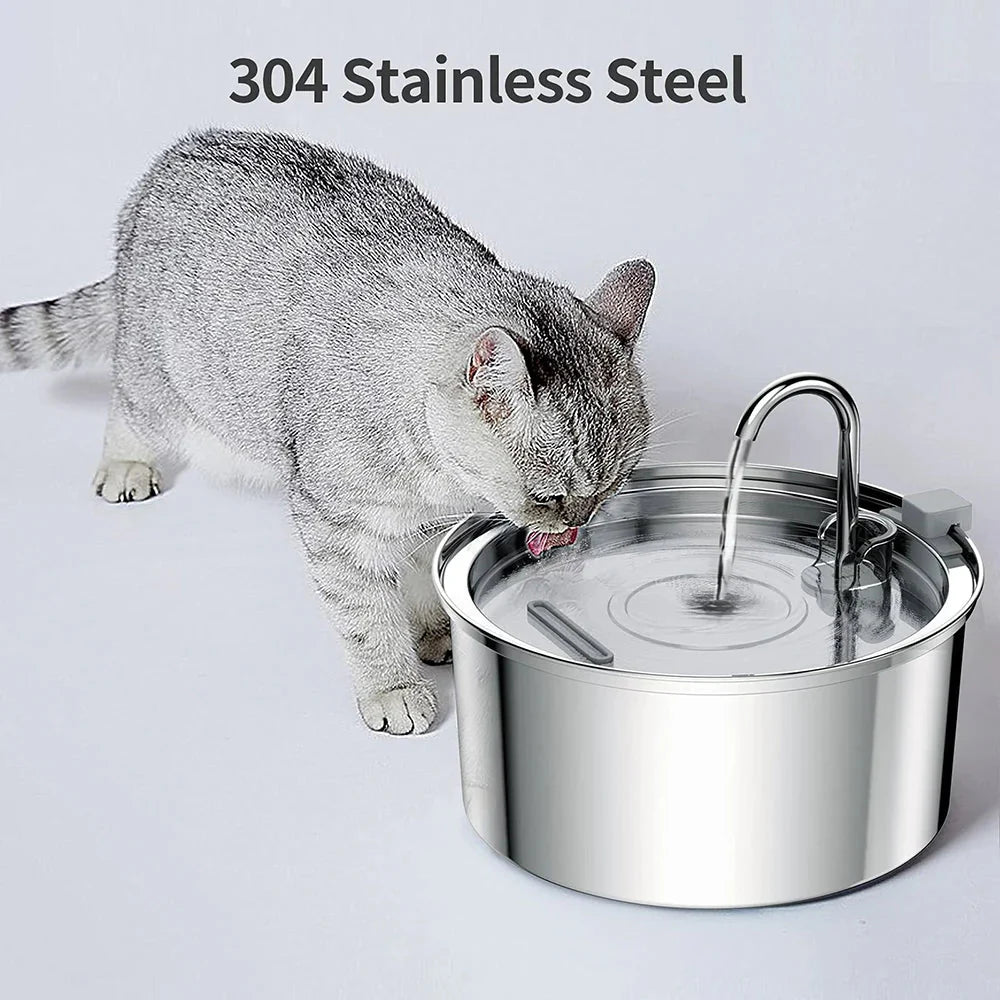 Stainless Steel Pet Water Fountain – USB Automatic Cat & Dog Bowl