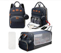 3 in 1 Diaper Bag Backpack with Foldable Baby Bed & USB