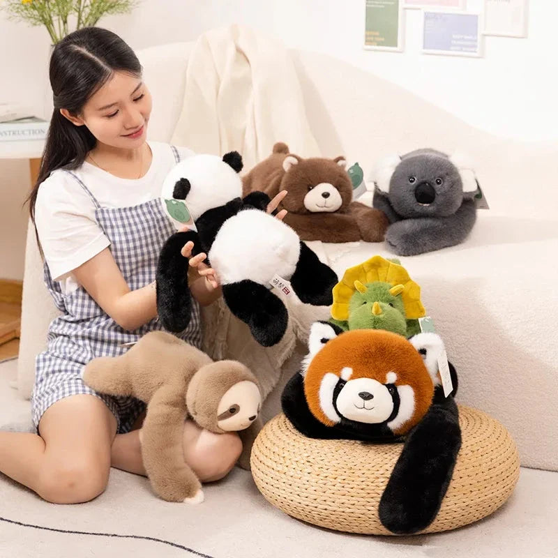 Kawaii Forest Animal Plush – Soft Raccoon, Dinosaur, Sloth, Panda Toy