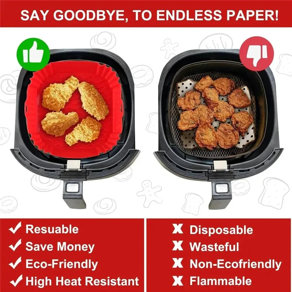 Reusable Silicone Airfryer Liner – Baking Tray & Fryer Accessory