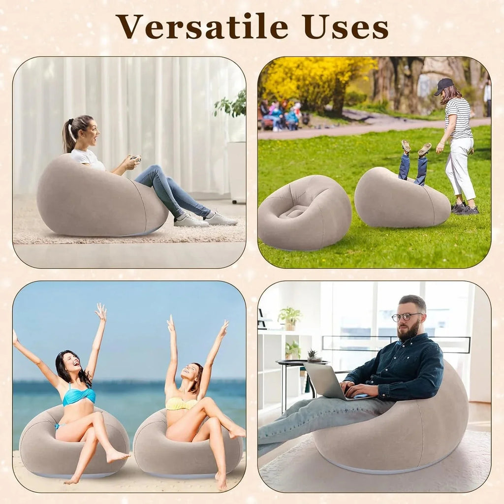 Inflatable PVC Sofa with Air Pump – Outdoor Camping & Travel