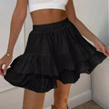 Casual Ruffled Shorts For Women Solid High Waist Pure Cotton A-line