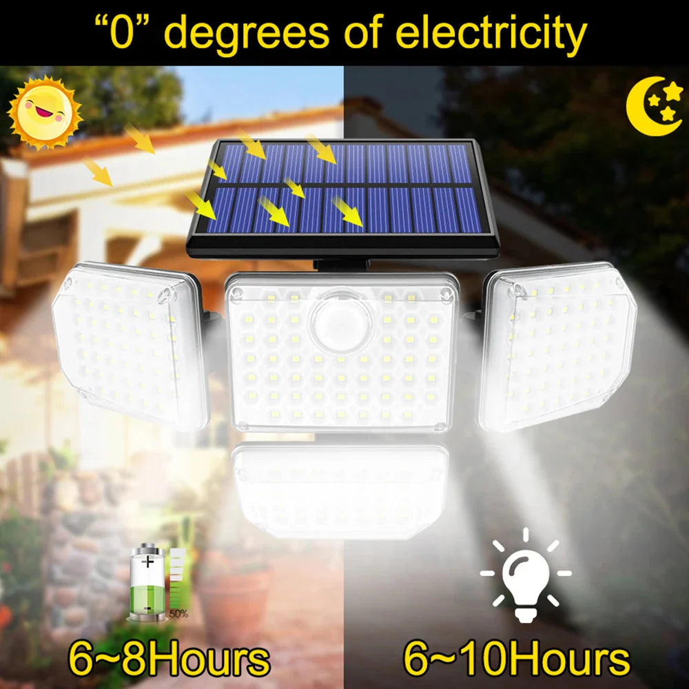 Solar Outdoor Security Light – 182/112 LED Floodlight with 3 Adjustable Modes, IP65 Waterproof Motion Sensor Lamp for Garage, Garden & Yard