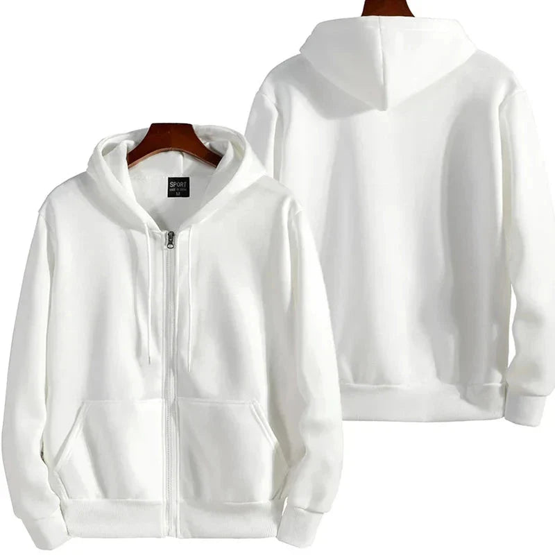 Men’s Casual Zipper Hoodie – Autumn Winter Long Sleeve Hooded Sweatshirt for Daily Wear & Sports