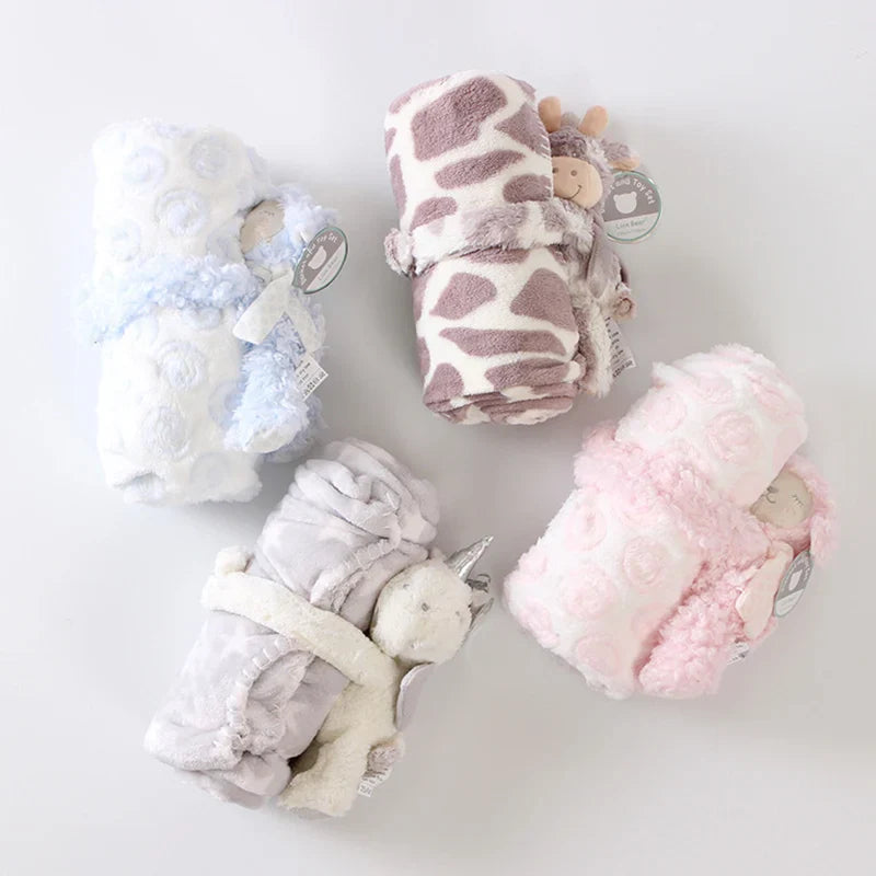 2 Piece Plush 75*100cm Baby Security Sleep Blanket 6 Style Stuffed Animal Set Pink Bunny Newborn Baby Gift