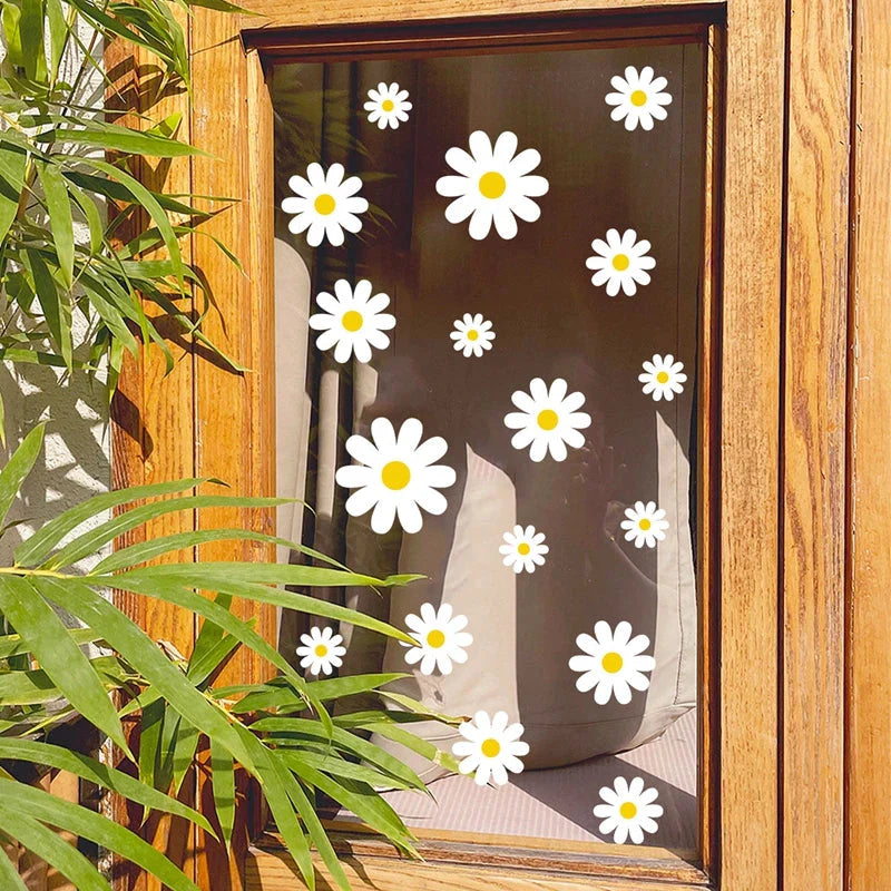 White Daisy Flower Wall Stickers DIY Home Decor