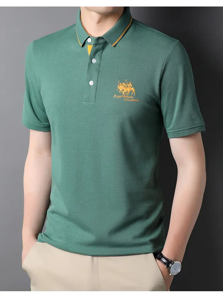 High Quality Men's Cotton Embroidered Summer Polo Shirt Short Sleeve T-shirt