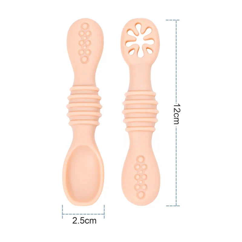 Silicone Baby Sucker Plate & Rice Spoon Set Cute Cartoon Tableware